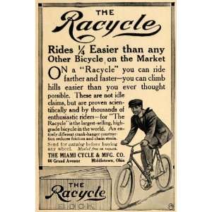  1912 Ad Miami Cycle Manufacturing Racycle Bike Model 