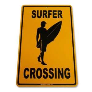  Seaweed Surf Co Surfer Crossing Aluminum Sign 18x12 in 
