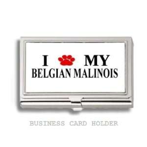 Belgian Malinois Love My Dog Paw Business Card Holder Case