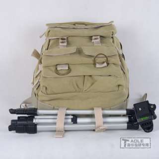 Khaki Canvas DSLR SLR Camera Bag Laptop Backpack Rucksack Bag For 