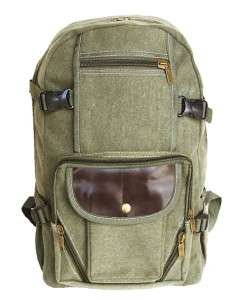 MILITARY INSPIRED CANVAS BACKPACK LAPTOP BAG OLIVE DRAB  