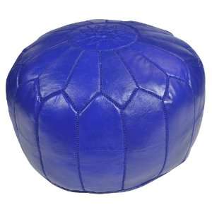  Moroccan Navy Leather Pouf