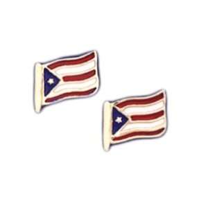  14k Yellow Gold Puerto Rico Flag Earrings: Jewelry