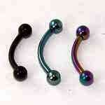 316L 16G 5/16 (8mm) Anodized Bent Barbells 3mm Balls  