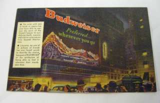 VINTAGE) BUDWEISER BEER 1930S TIMES SQUARE POSTCARD  
