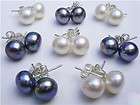 Tibets lovely silver imitation pearl shell earrings 10 mm  