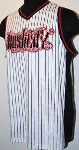 HOSTILITY PINSTRIPE MMA FIGHT JERSEY WHT/BLK/RED LG XL  