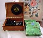 Vintage Thorens Walnut Music Box 15 Tin Discs Made in Switzerland