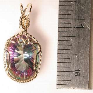 WIRE WRAPPED MYSTIC TOPAZ PENDANT   Wild Color and Flash On This 