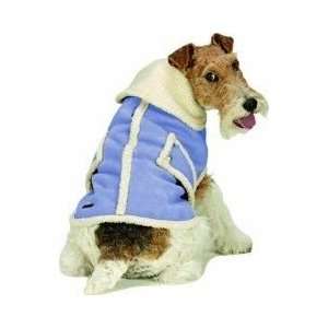  SHEARLING FAUX SUEDE DOG COAT Blue Small