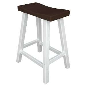   Height Faux Leather Saddle Stool (Sold in Pairs) in White / Espresso