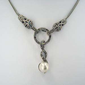PEARL PENDANT WITH THICK 925 STERLING SILVER NECKLACE  