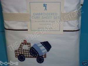   Barn Kids Contruction dump Truck Embroidered Cuff Twin bed Sheets set