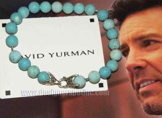 New David Yurman Mens 8mm Turquoise Spiritual Bead Bracelet Silv 