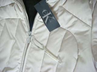 CALVIN KLEIN New Khaki Stone Faux Fur hooded Heavy Down Coat Jacket 