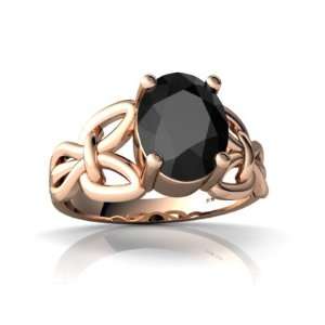  14k Rose Gold Oval Genuine Black Onyx Celtic Knot Ring 