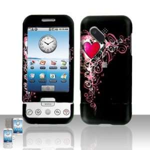  Black with Pink Vine Heart HTC G1 Google 1 Android Snap on 