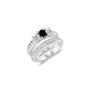 43 0.52 Cts Black Diamond & 0.87 Cts Diamond Engagement Wedding Ring 