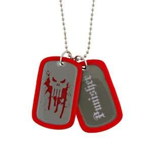  Red Punisher Double Dog Tag Necklace 