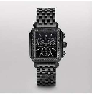 New Michele Black Noir Deco Diamond Noire Watch plus Warranty Manual 