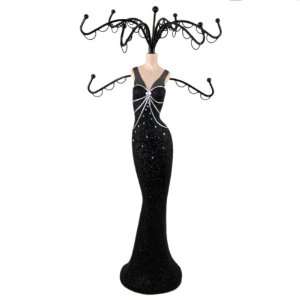  Glittering Dress Mannequin Jewelry Stand   Black