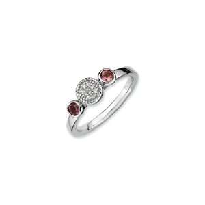    Stackable Pink Tourmaline and Diamond Ring, Size 5: Jewelry
