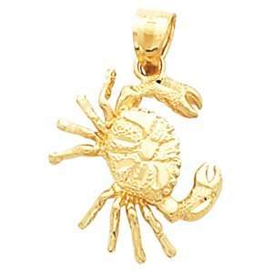  14k Yellow Gold Crab Pendant 20.5x16mm   JewelryWeb 