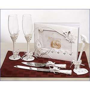 CRYSTAL BUTTERFLY THEME WEDDING PACKAGE GUEST BOOK/PEN SET 
