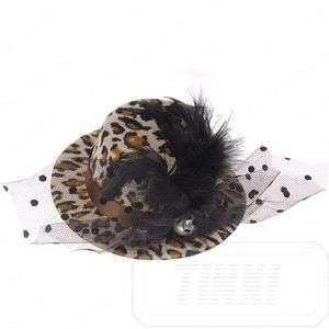  cocktail evening party costume leopard hair decoration small hat cap