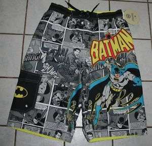 NWT Boys BATMAN Comic Book Bathing Suit Sz 14/16  