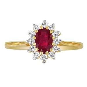  Gorgeous Ruby and Diamond Pinky Ring in 14k Yellow Gold Jewelry
