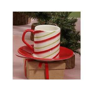  Candy Cane Espresso Cup/Saucer (set of 4): Kitchen 