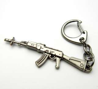 TFK304   60mm AK47 Blacktone Alloy Assault Rife Gun Key Chain Ring 