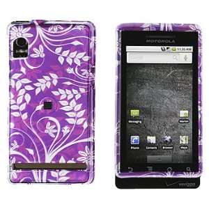   Purple Leaf Motorola Droid A855 Snap on Cell Phone Case + Belt Clip