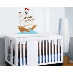  Kids Pirate Ship Boat with Childs Name Removable Vinyl 