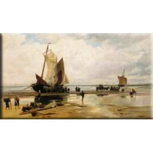  Boats on a Dutch Beach 30x17 Streched Canvas Art by Hardy 