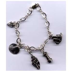  Oceanic Silver Charm Bracelet: Jewelry