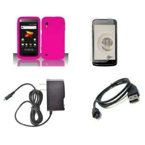 ZTE Warp (Boost Mobile) Premium Combo Pack   Hot Pink Silicone Soft 