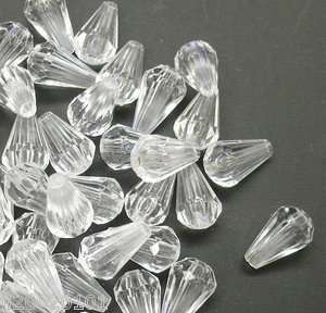 60 Acrylic faceted teardrop bead 12x7mm c386 U PICK  