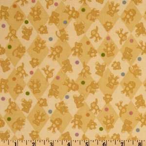  44 Wide Special Delivery Teddy Bear Toss Gold Fabric By 