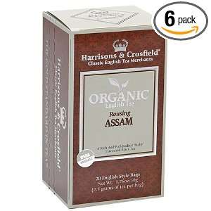 Harrisons & Crosfield Organic Assam Tea, 20 Count Tea Bags (Pack of 6 