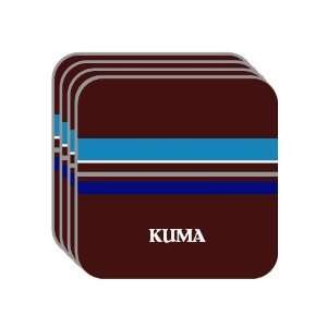 Personal Name Gift   KUMA Set of 4 Mini Mousepad Coasters (blue 