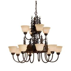  Vaxcel Bozeman 12 Light Chandelier in Burnished Bronze 