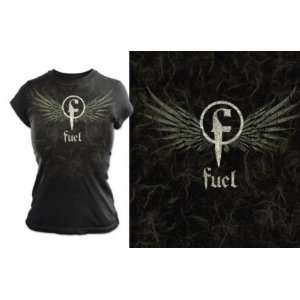  Fuel   Tattoo Wings Womens T Shirt in Black: Sports 