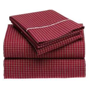  Nautica Red Tattersall Plaid 210 Thread Count 100% Cotton 