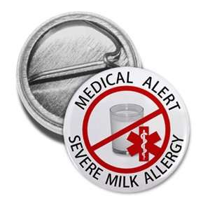 SEVERE MILK ALLERGY Red Medical Alert 1 inch Mini Pinback 