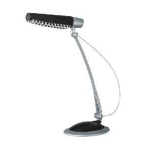 Tasker Collection 1 Light 21 Silver Metal Desk Lamp with Black Shade 
