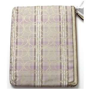   Plaid Tartan Padded Tablet Sleeve   Lilac/Khaki 