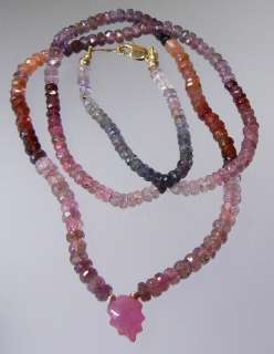 FACETED PINK SAPPHIRE BRIOLETTE & SPINEL 14K NECKLACE  