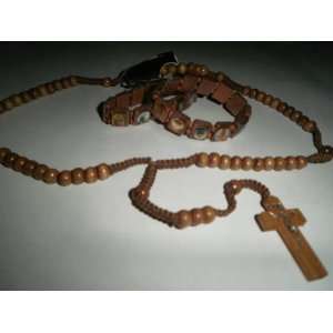  Rosary Necklace with Two Saints Bracelets 